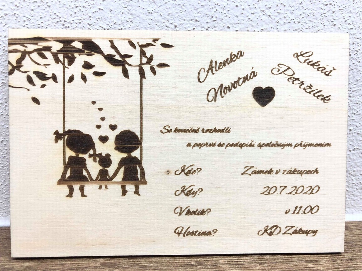 Svatební pozvánky s houpačkou